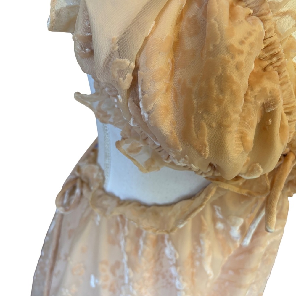NWT SABO LUXE Peach Velvet Halter Cut Out Mini Dress Large Coquette Euro Summer - Picture 9 of 12